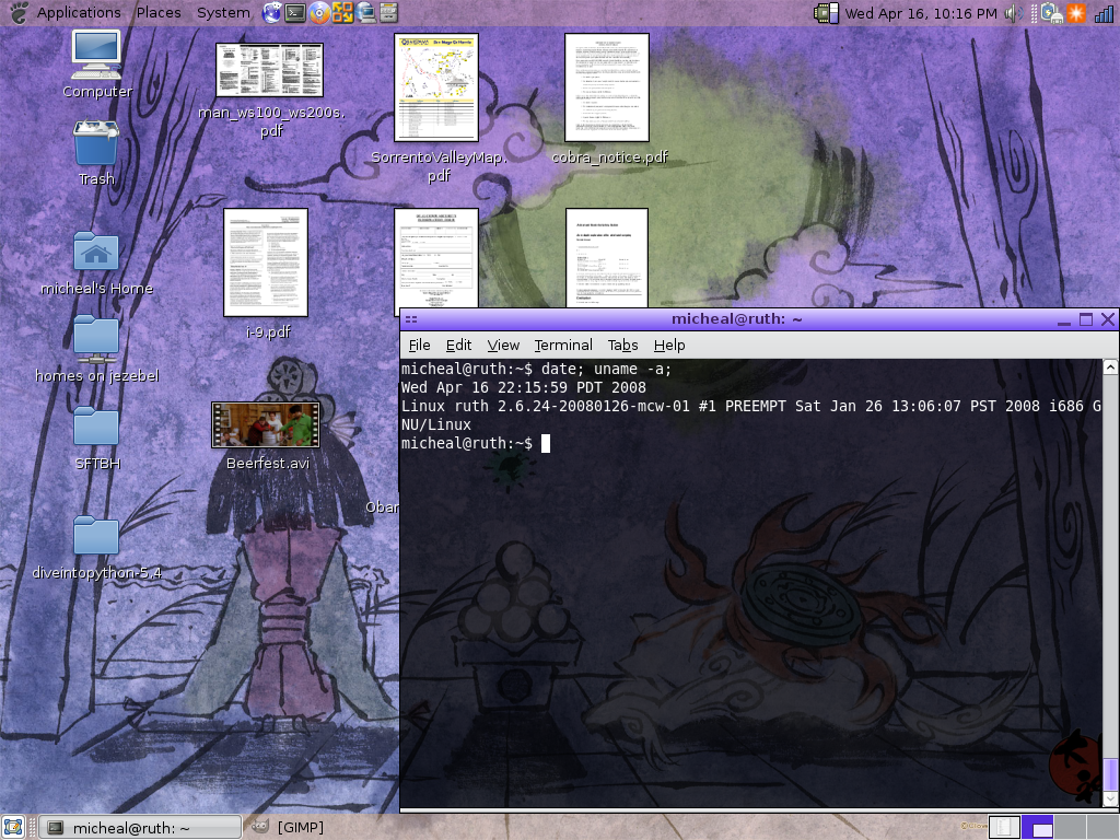 Laptop desktop themed with Okami artwork