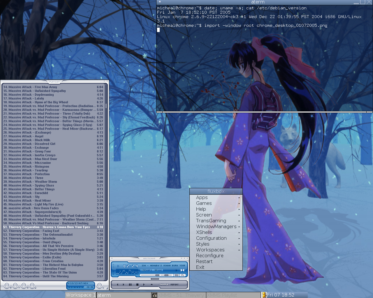 Fluxbox desktop after moving to San Diego in 2004