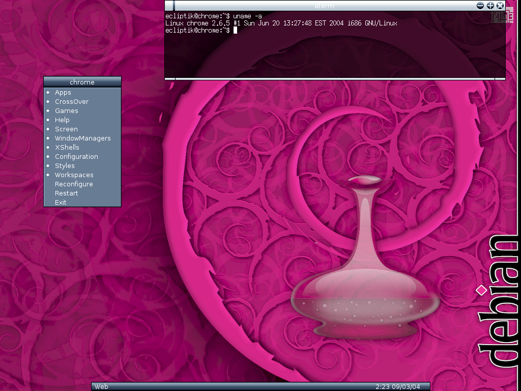Fluxbox desktop after college graduation in 2003